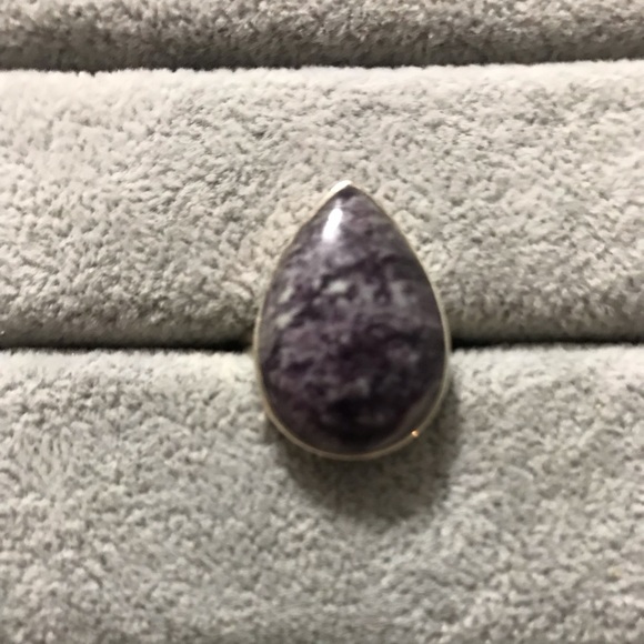 New Sterling Silver Purple Kammererite Teardrop Ring Size 8 Gemstone Kammerite - Picture 6 of 16